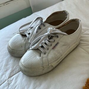 White Leather Platform Supergas